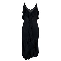 F/W 2003 Yves Saint Laurent Tom Ford Sheer Black Ruffle Dress