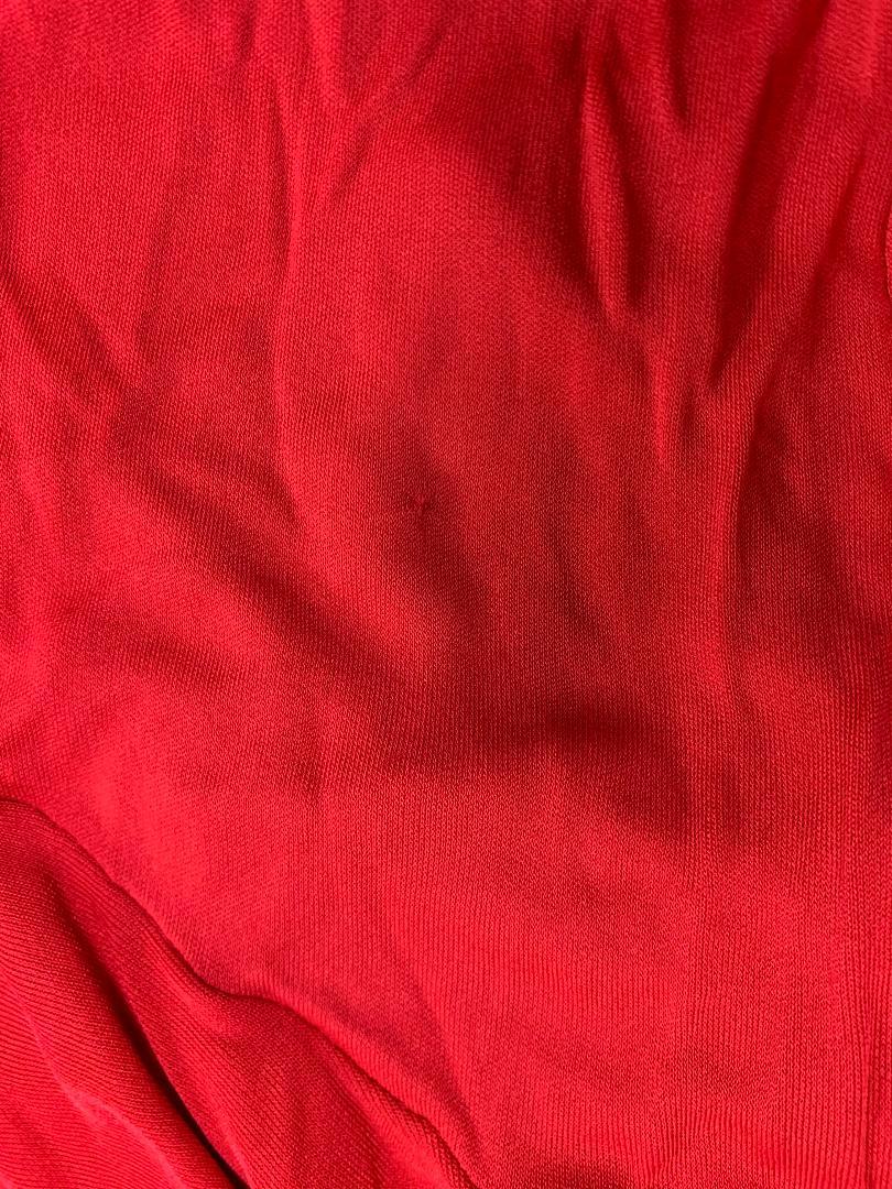 Women's F/W 2003 Yves Saint Laurent Tom Ford Sheer Red Plunging Ruffle Dress L
