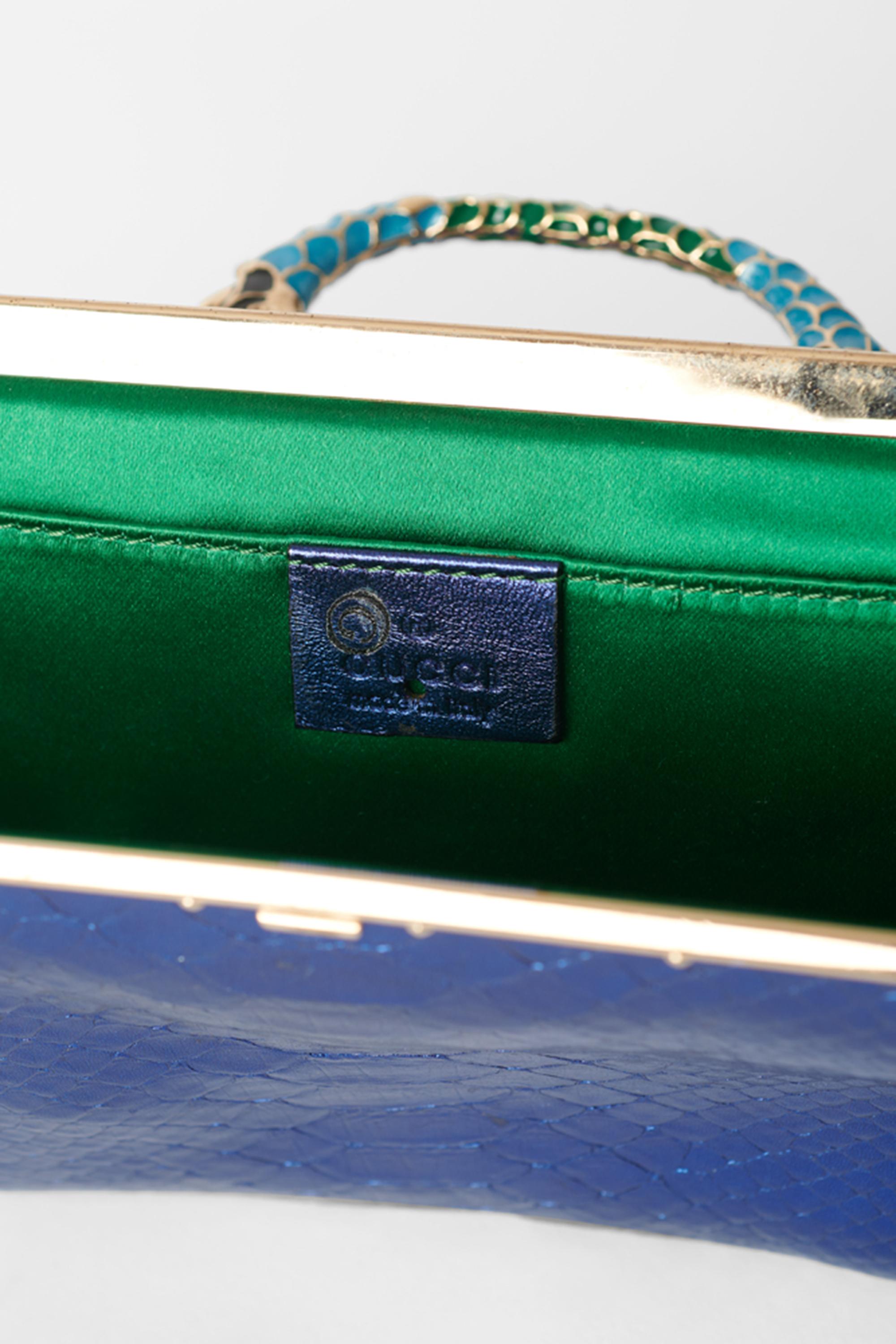 Gucci by Tom Ford F/W 2004 Blue Iridescent Python Clutch 1