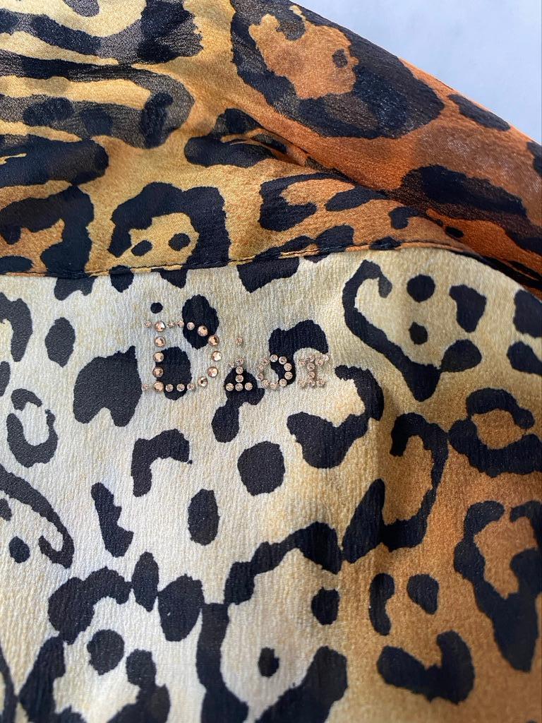 F/W 2004 Christian Dior by John Galliano Brown Cheetah Print Silk Blend Robe For Sale 2