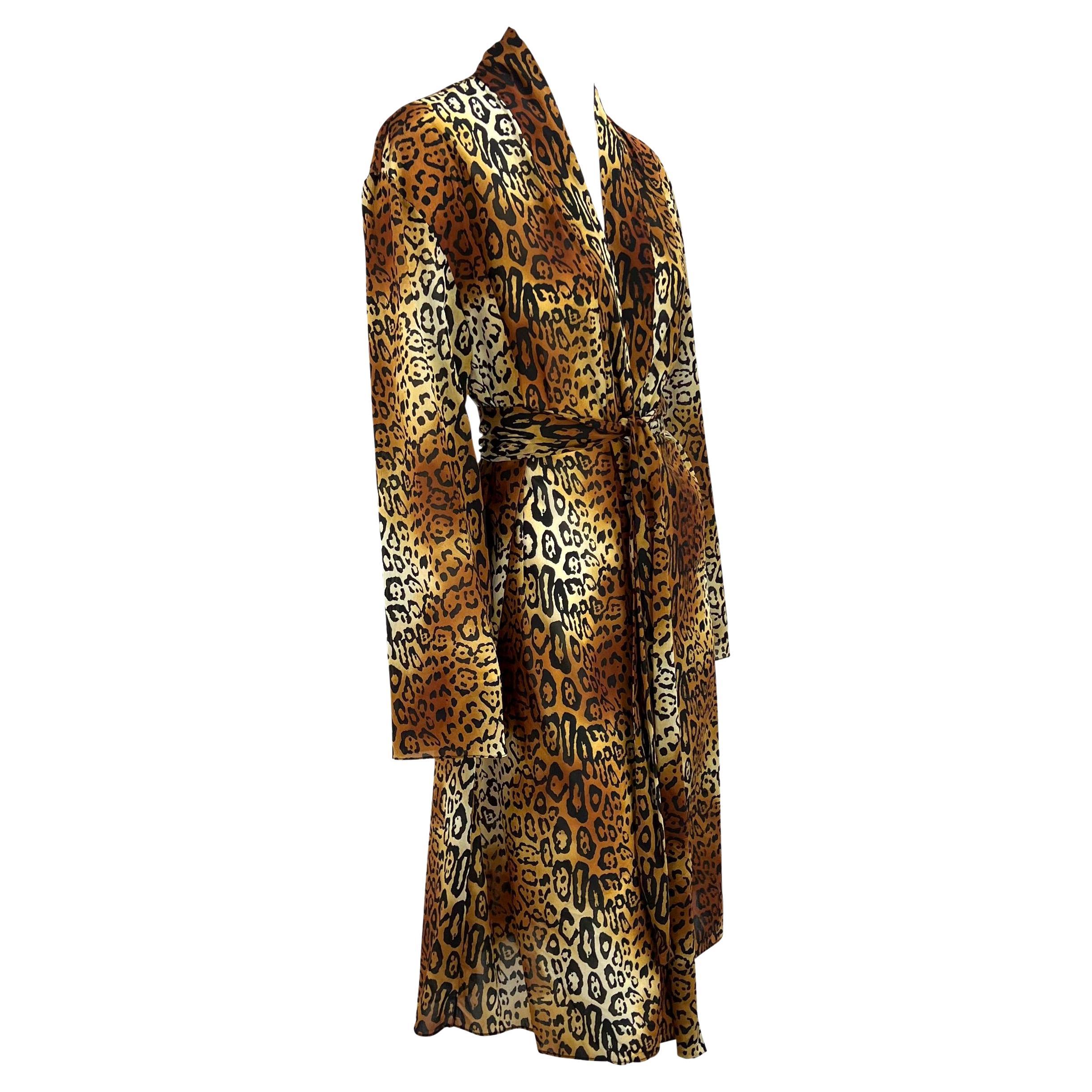 Women's F/W 2004 Christian Dior by John Galliano Brown Cheetah Print Silk Blend Robe For Sale