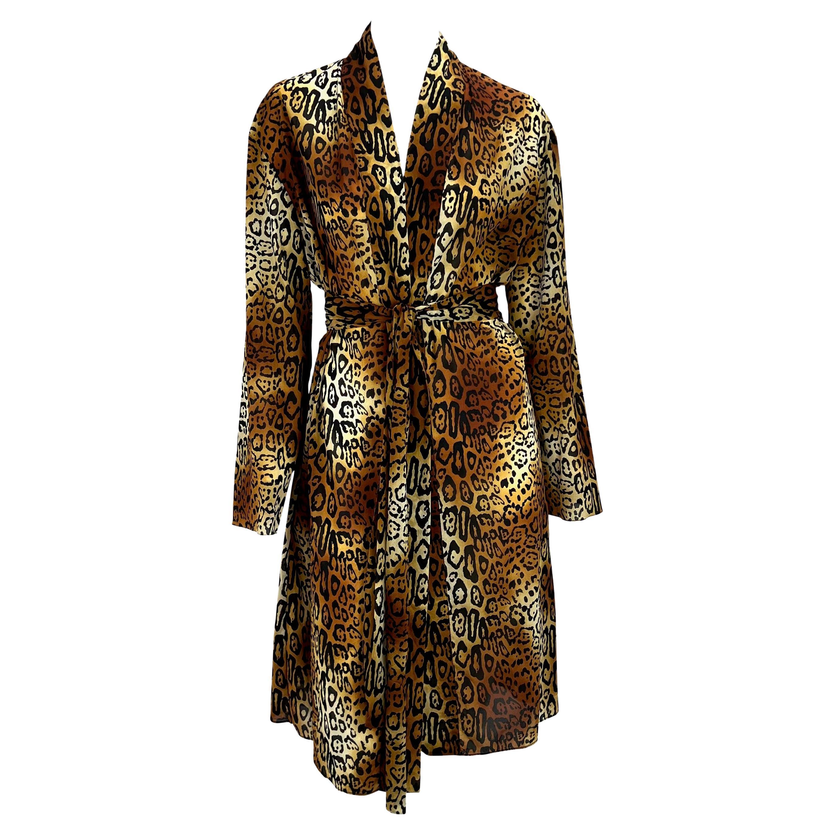 F/W 2004 Christian Dior by John Galliano Brown Cheetah Print Silk Blend Robe