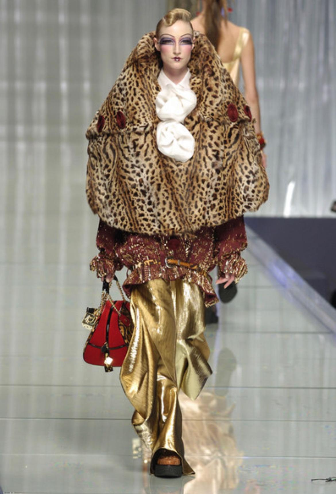 Brown F/W 2004 Christian Dior by John Galliano Cheetah Print Fur Zip Hooded Jacket For Sale