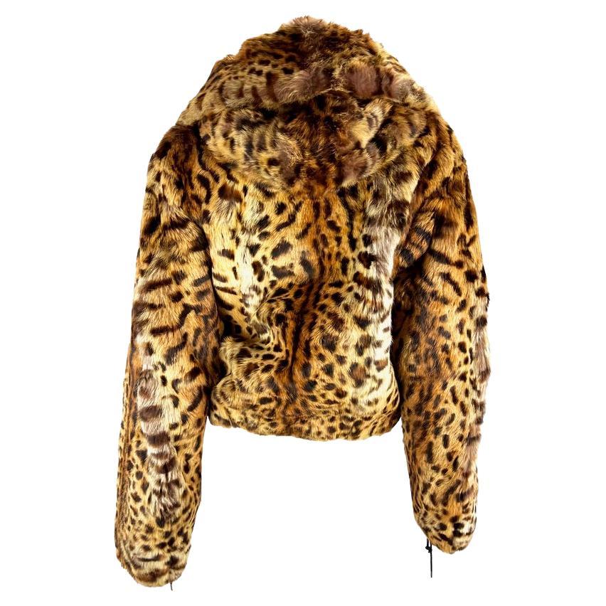 F/W 2004 Christian Dior by John Galliano Cheetah Print Fur Zip Hooded Jacket In Excellent Condition For Sale In West Hollywood, CA