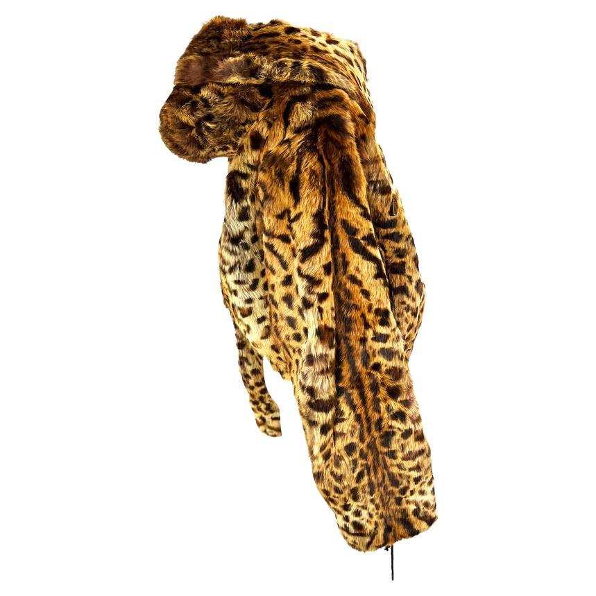 Women's F/W 2004 Christian Dior by John Galliano Cheetah Print Fur Zip Hooded Jacket For Sale