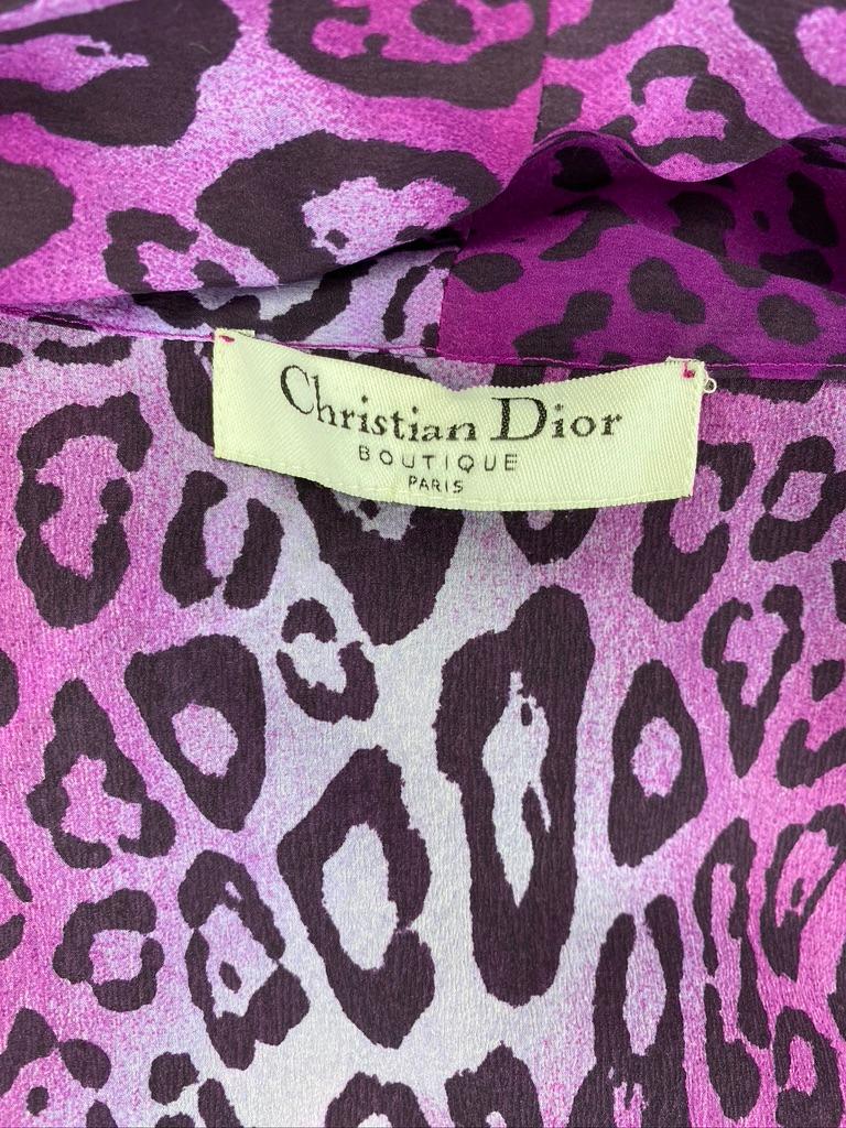 F/W 2004 Christian Dior by John Galliano Purple Cheetah Print Silk Blend Robe 3