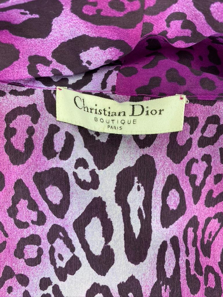 Robe en soie imprimée guépard violette Christian Dior par John Galliano, A/H 2004 5