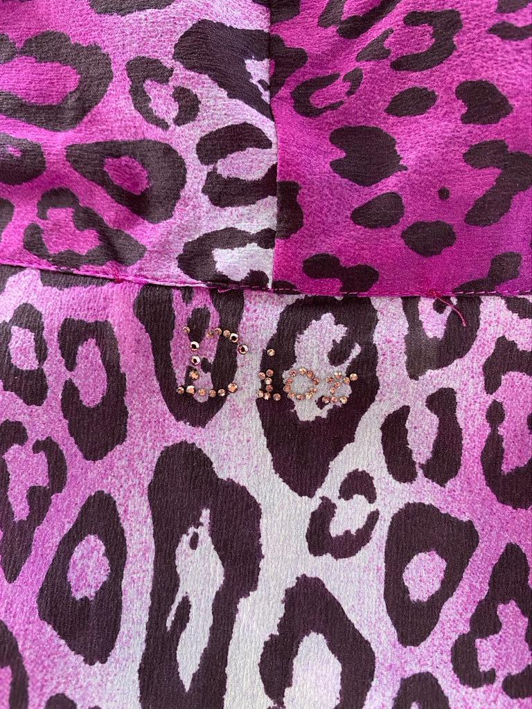 F/W 2004 Christian Dior by John Galliano Purple Cheetah Print Silk Blend Robe 5