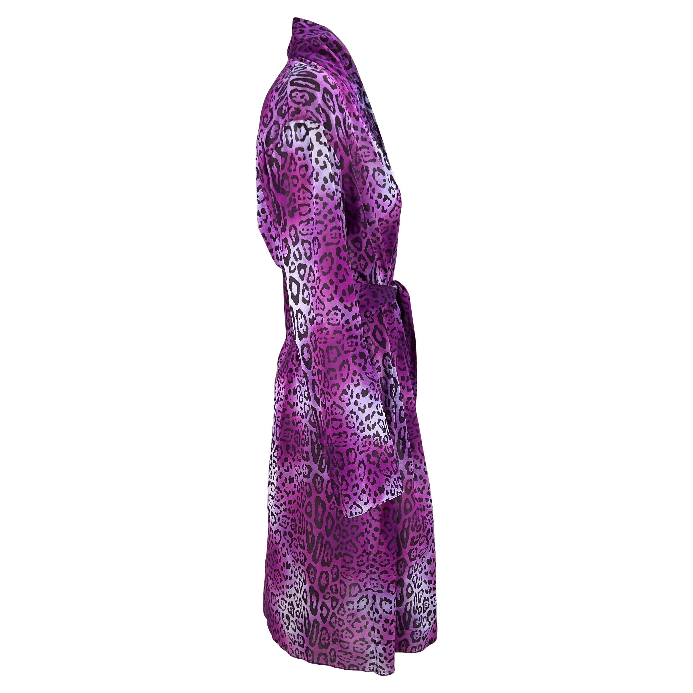 F/W 2004 Christian Dior by John Galliano Purple Cheetah Print Silk Blend Robe 1