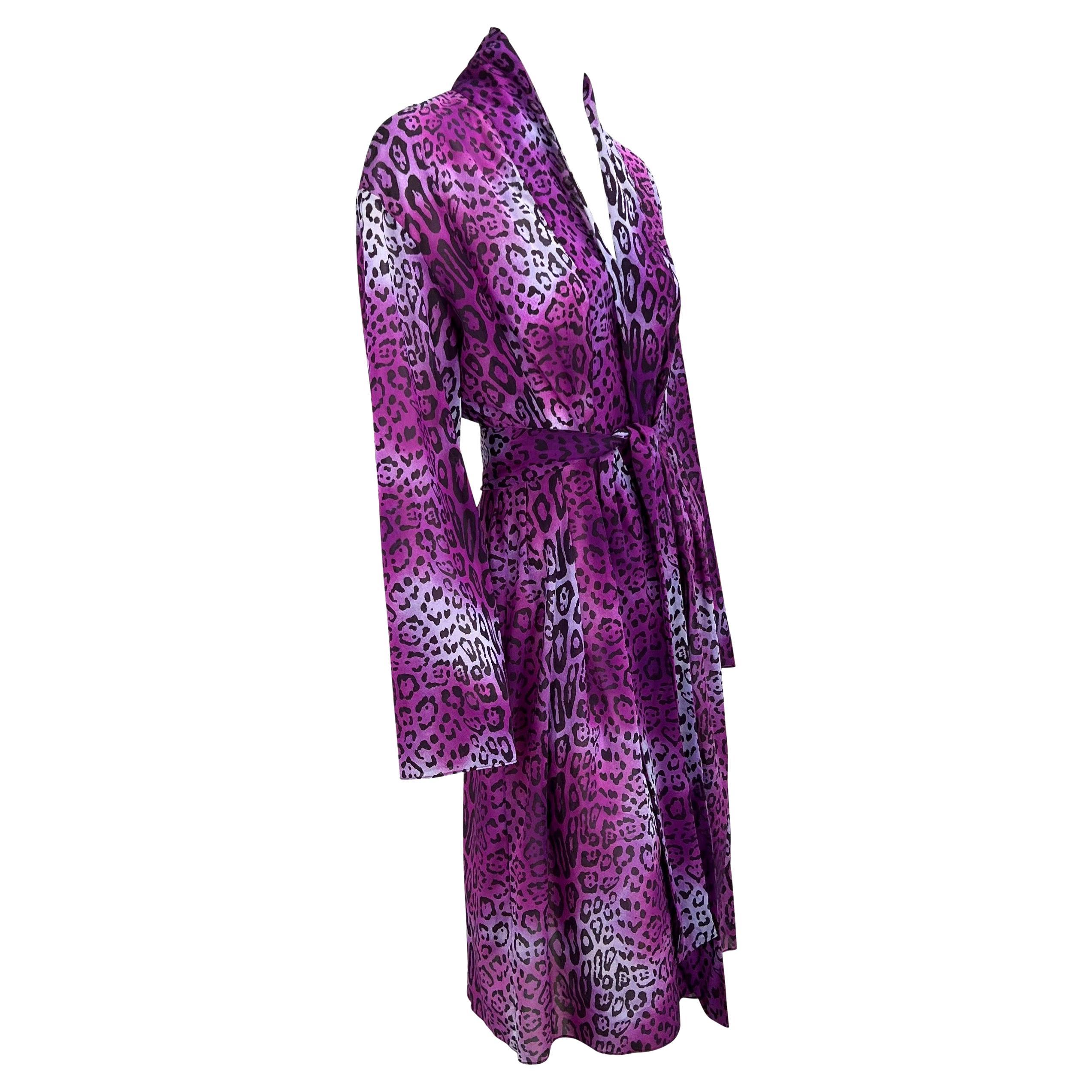 F/W 2004 Christian Dior by John Galliano Purple Cheetah Print Silk Blend Robe 2
