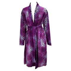 F/W 2004 Christian Dior by John Galliano Purple Cheetah Print Silk Blend Robe