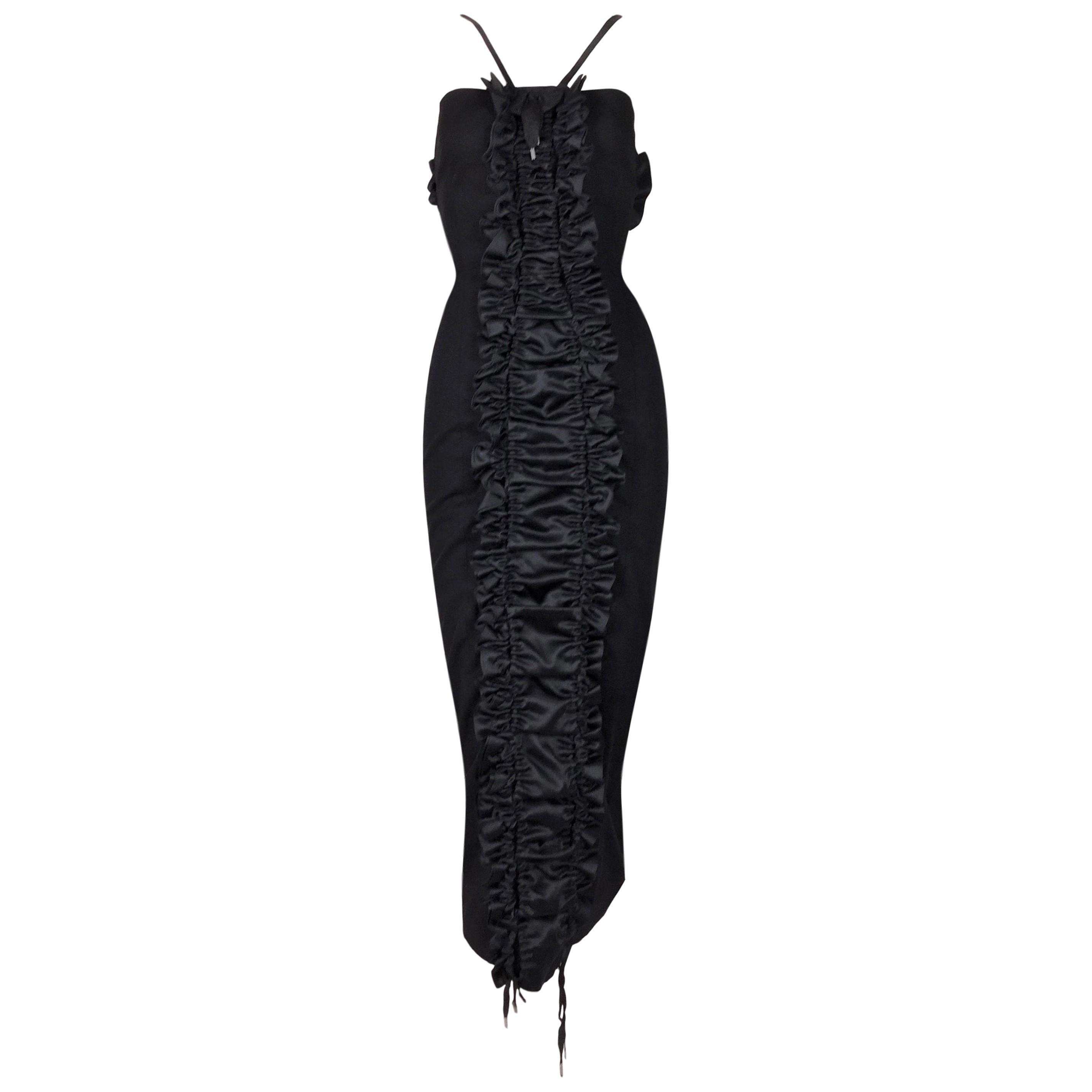 F/W 2004 Christian Dior Couture by John Galliano Corset Black Wiggle Dress
