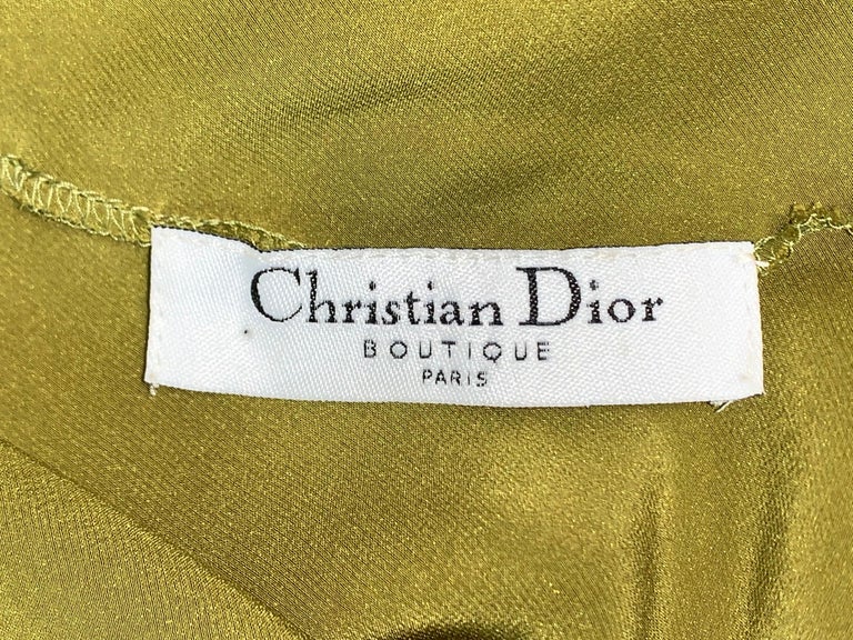 F/W 2004 Christian Dior John Galliano Green Satin Gown Dress w Logo ...