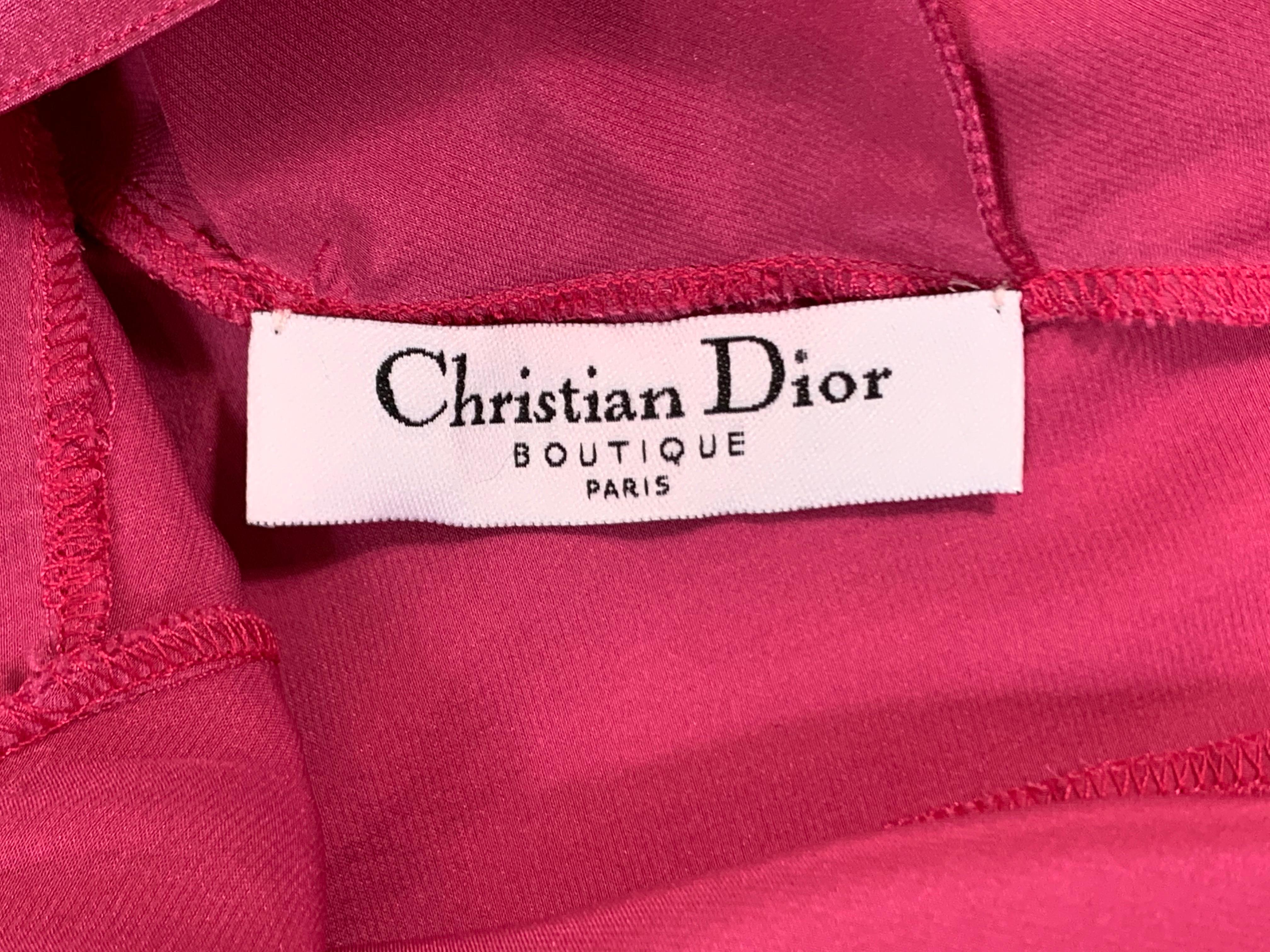 F/W 2004 Christian Dior John Galliano Hot Pink Satin High Slit Dress In Good Condition In Yukon, OK