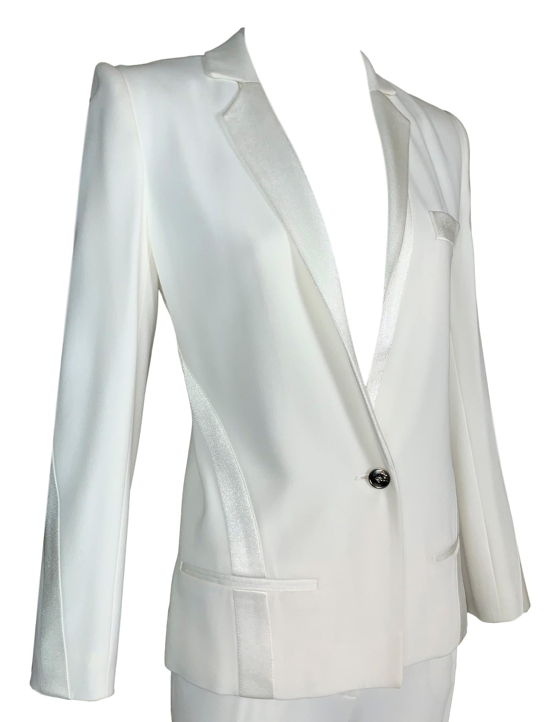 ivory satin suit