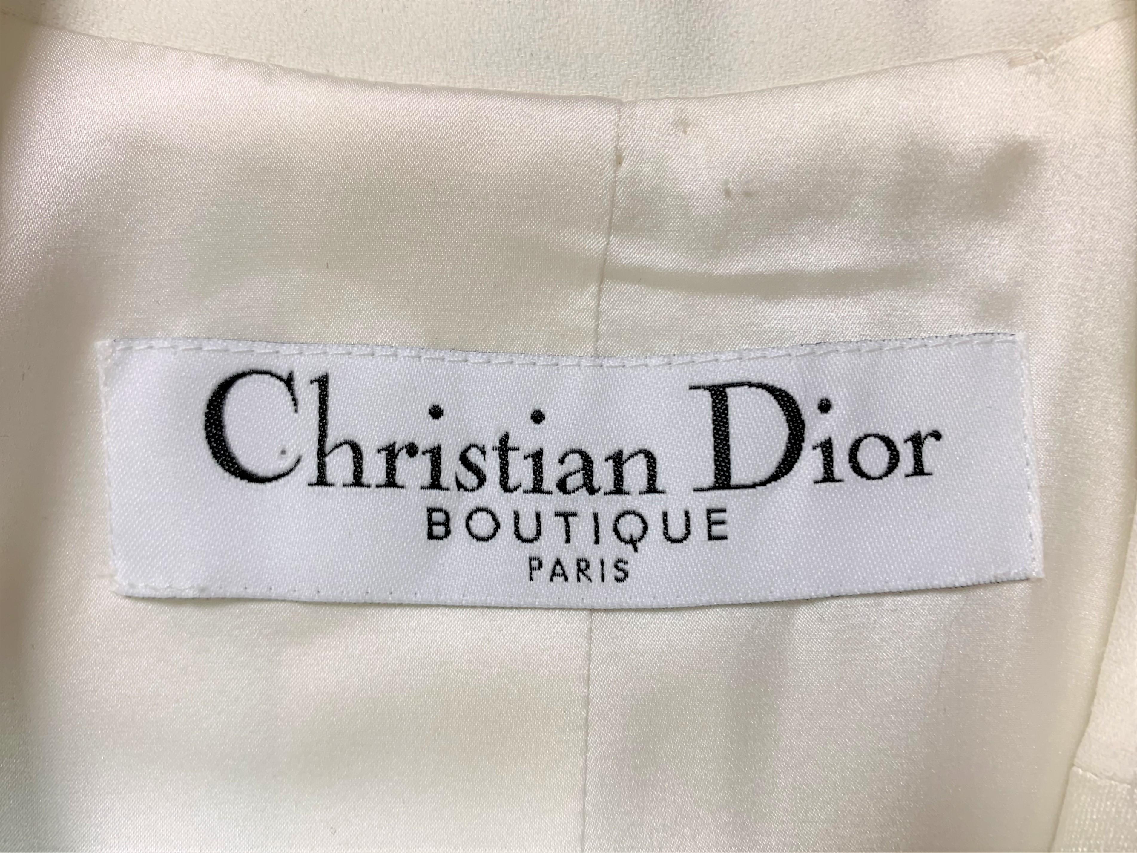 Women's F/W 2004 Christian Dior John Galliano Ivory Satin Smoking Jacket Pant Suit