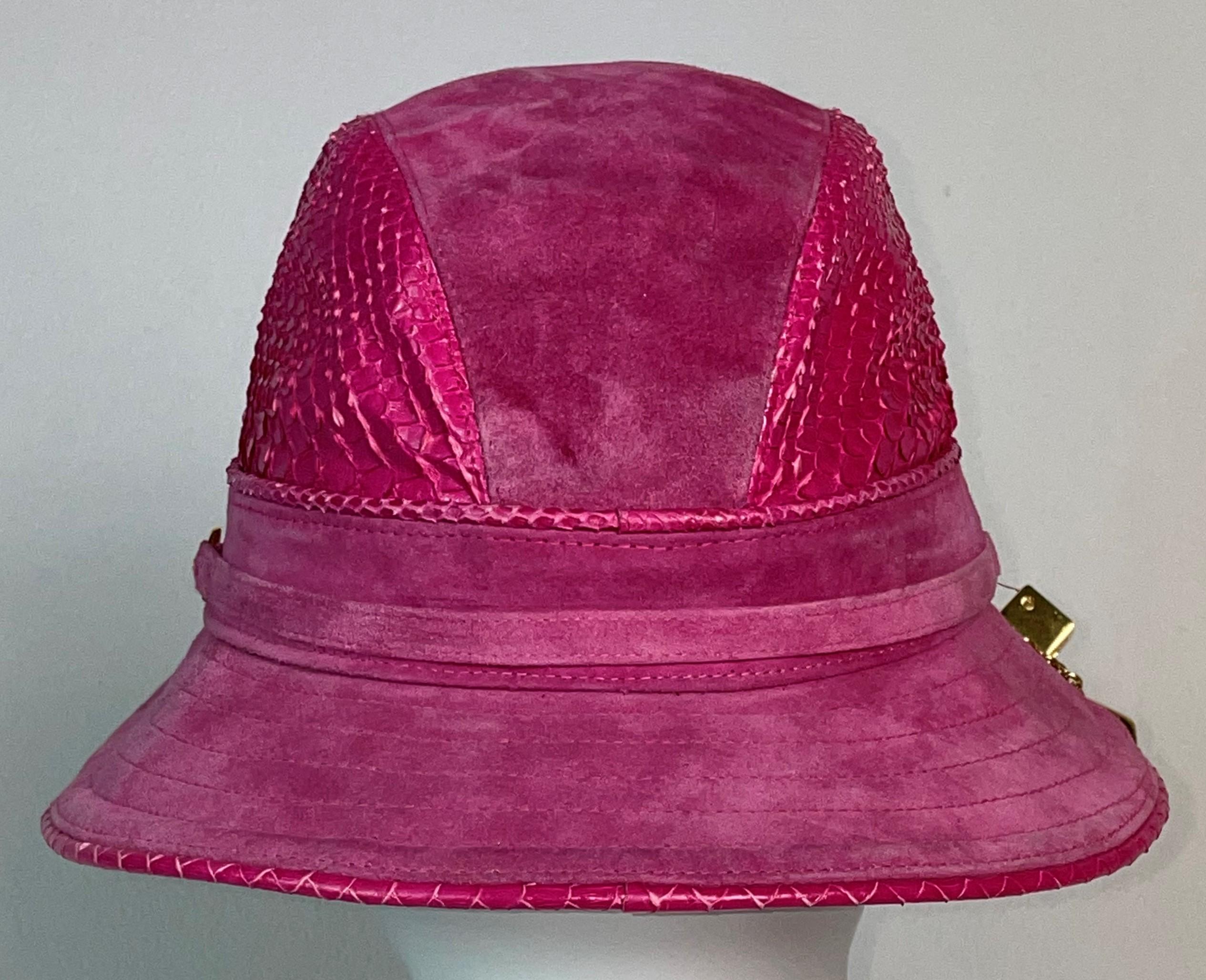 Brown F/W 2004 Christian Dior John Galliano Pink Python Leather Gambler Chain Hat