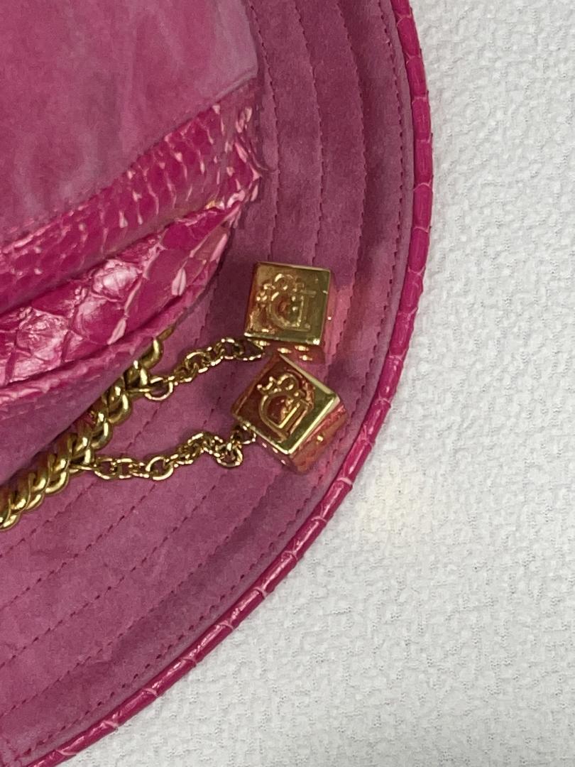 F/W 2004 Christian Dior John Galliano Pink Python Leather Gambler Chain Hat In Good Condition In Yukon, OK