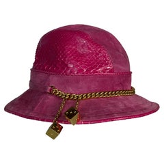 F/W 2004 Christian Dior John Galliano Pink Python Leather Gambler Chain Hat