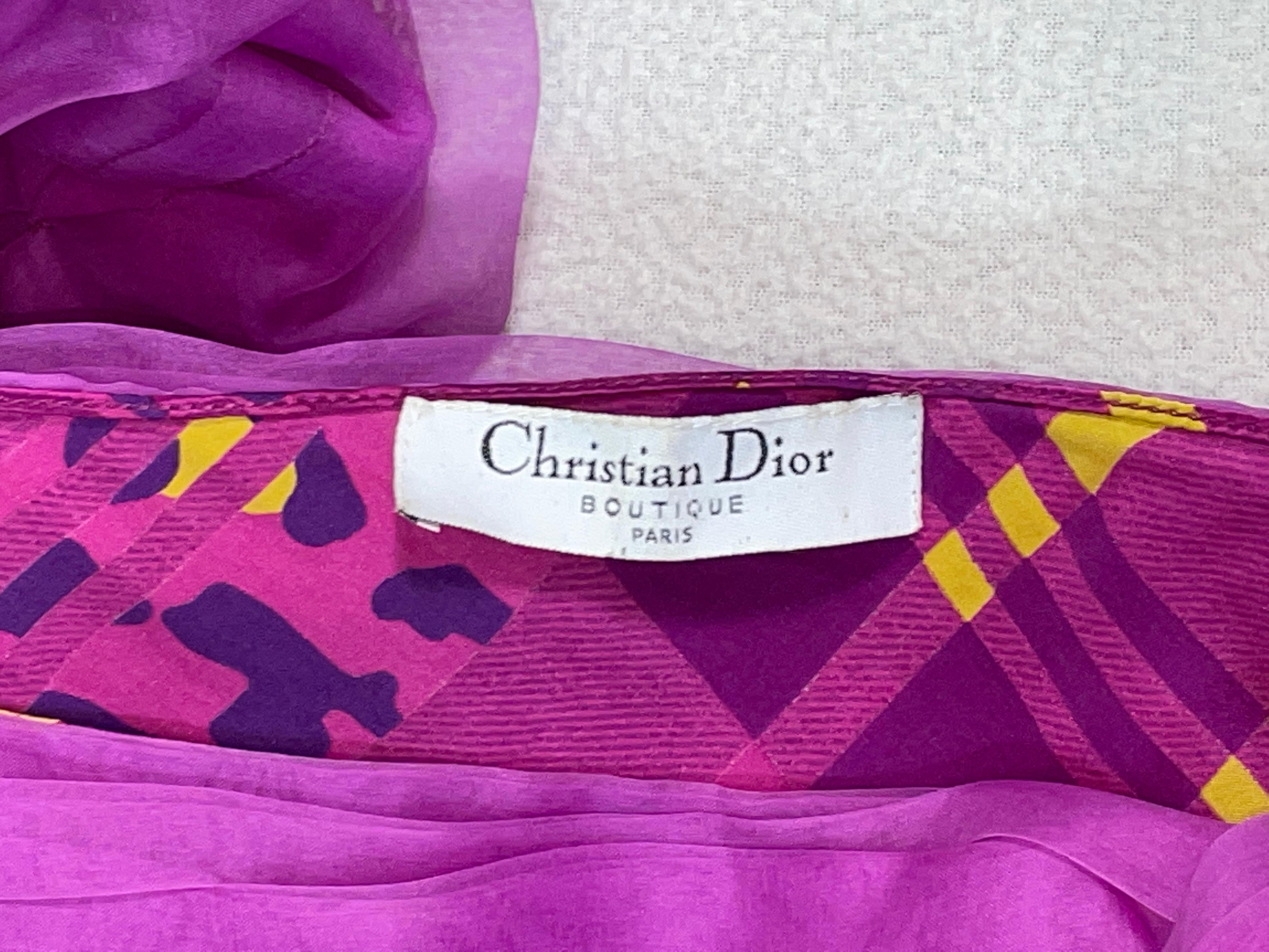 F/W 2004 Christian Dior John Galliano Runway Plaid Hot Pink Bows Mini Dress 1