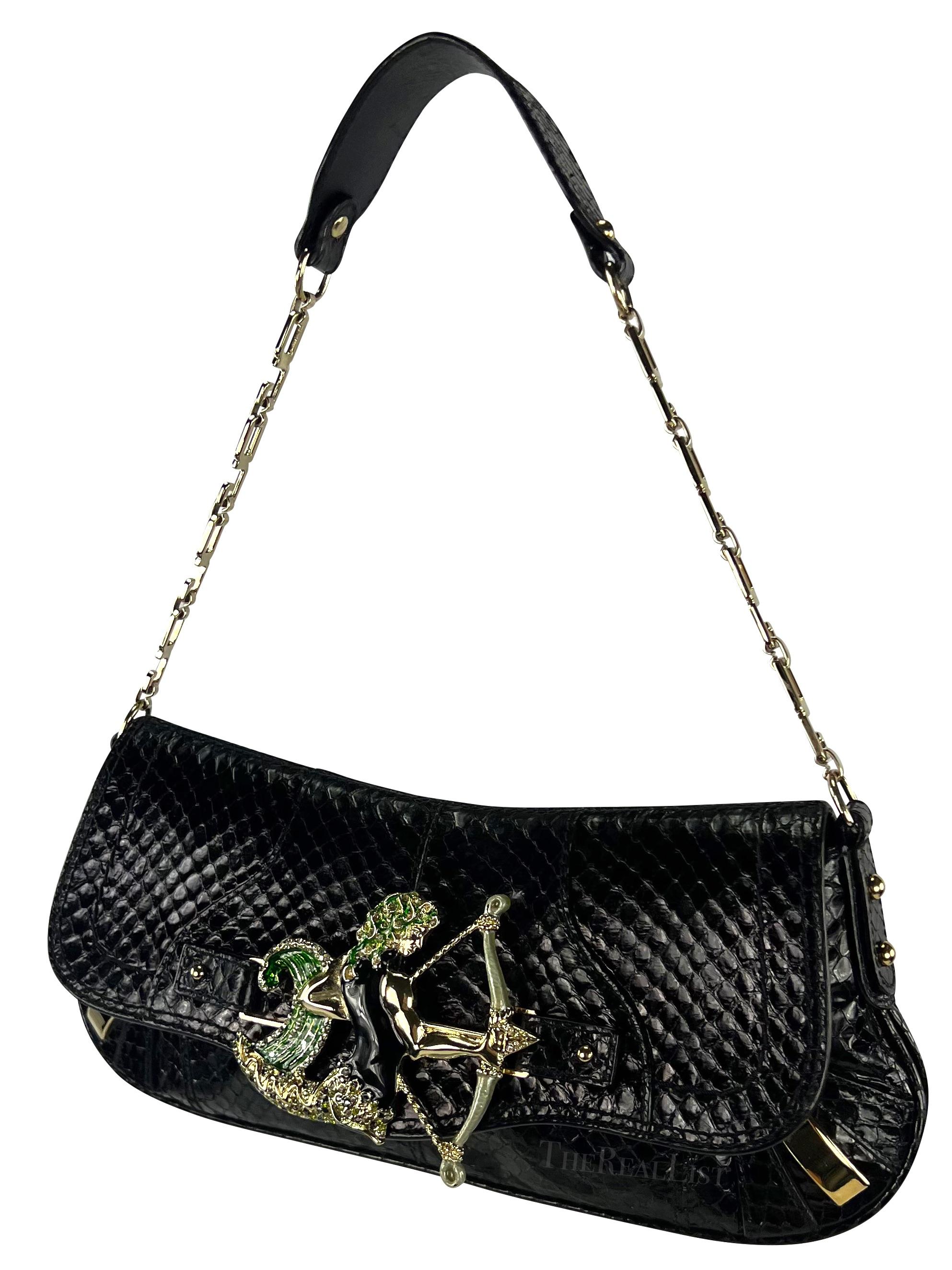 F/W 2004 Dolce & Gabbana Black Python Sagittarius Horoscope Shoulder Bag In Excellent Condition For Sale In West Hollywood, CA