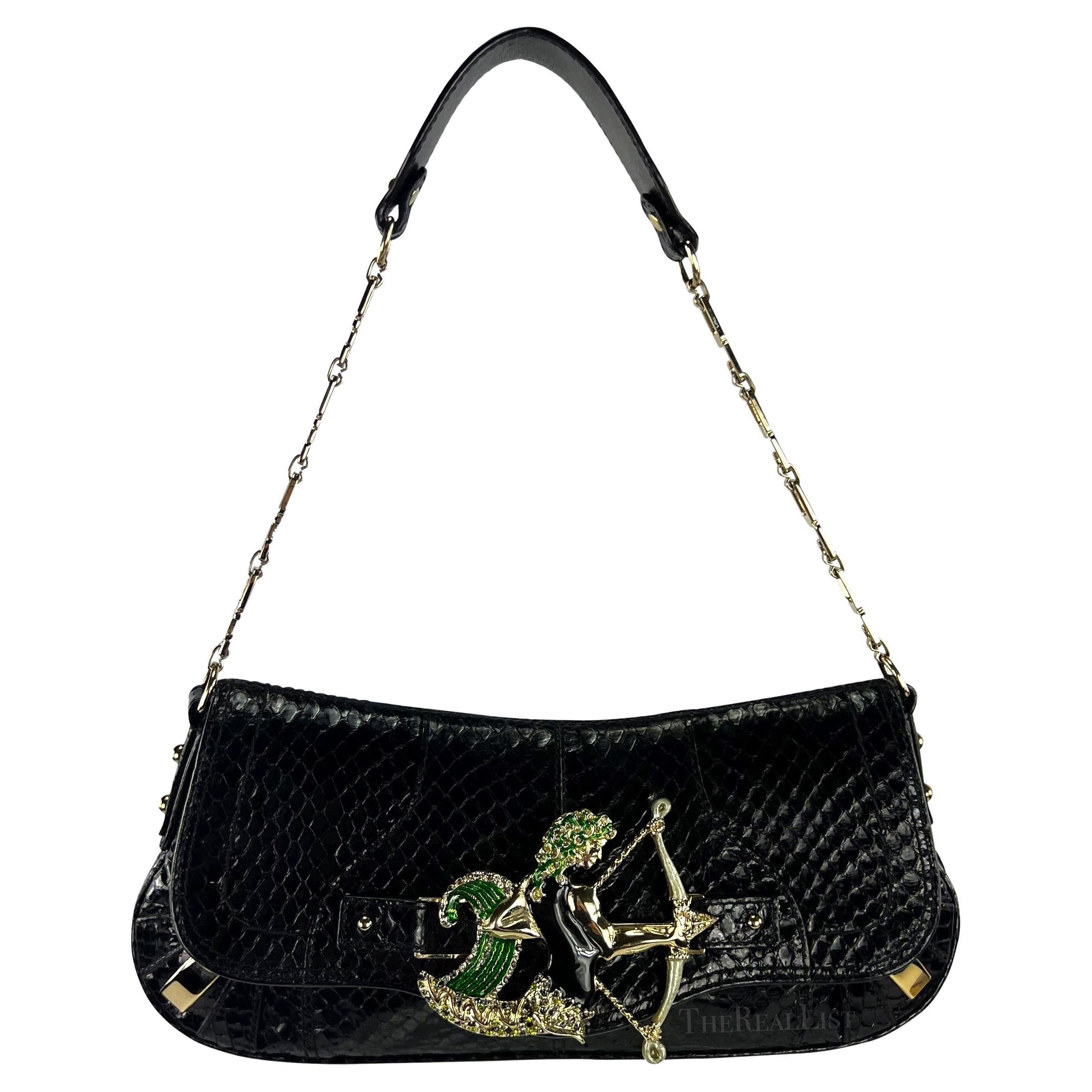 F/W 2004 Dolce & Gabbana Black Python Sagittarius Horoscope Shoulder Bag For Sale