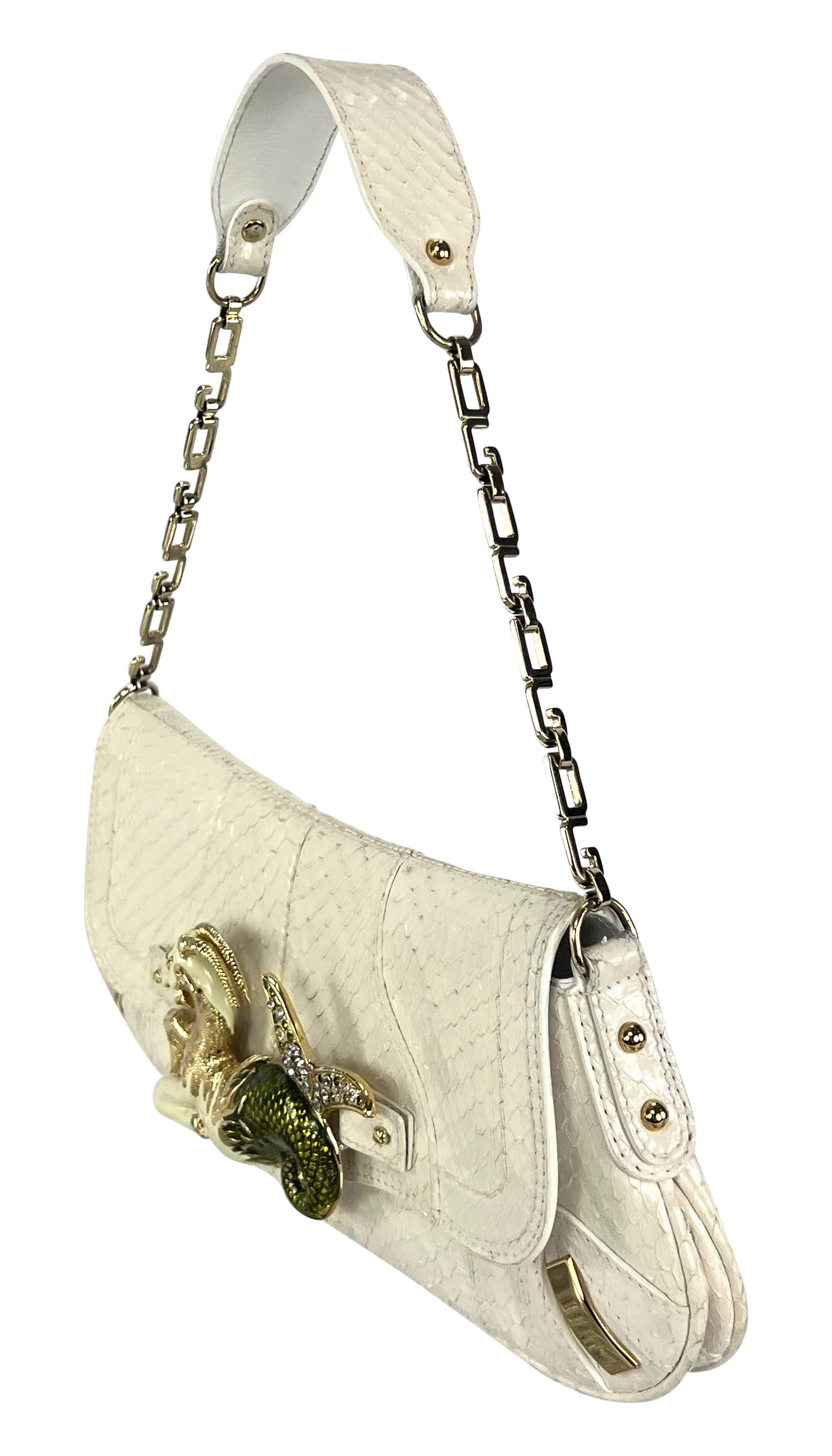 Bianco A/I 2004 Dolce & Gabbana - Borsa a tracolla con strass Capriorn in pitone bianco - Oroscopo in vendita