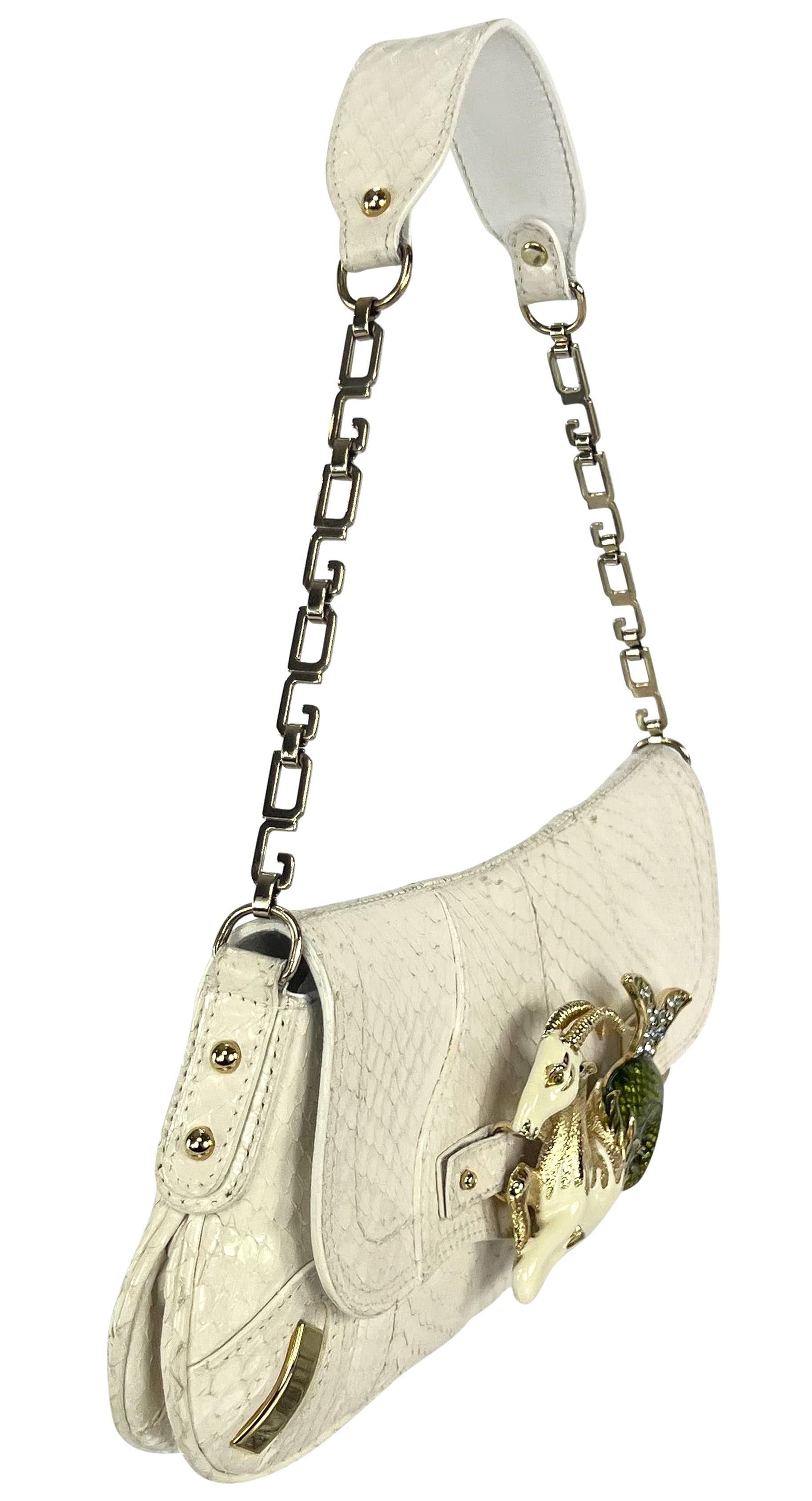 Dolce & Gabbana, sac porté épaule Horoscope Capriorn en python blanc avec strass, A/H 2004 en vente 2