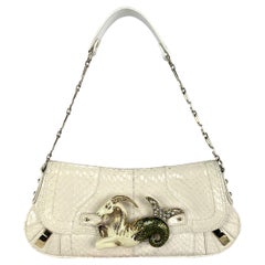 F/W 2004 Dolce & Gabbana Rhinestone Capriorn White Python Horoscope Shoulder Bag