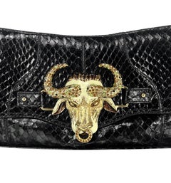 F/W 2004 Dolce & Gabbana Rhinestone Taurus Horoscope Snakeskin Shoulder Bag