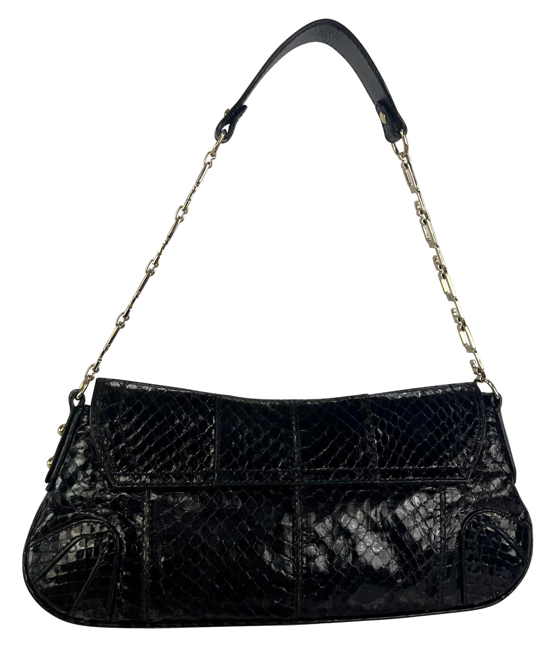 Women's F/W 2004 Dolce & Gabbana Rhinestone Taurus Horoscope Snakeskin Shoulder Bag For Sale