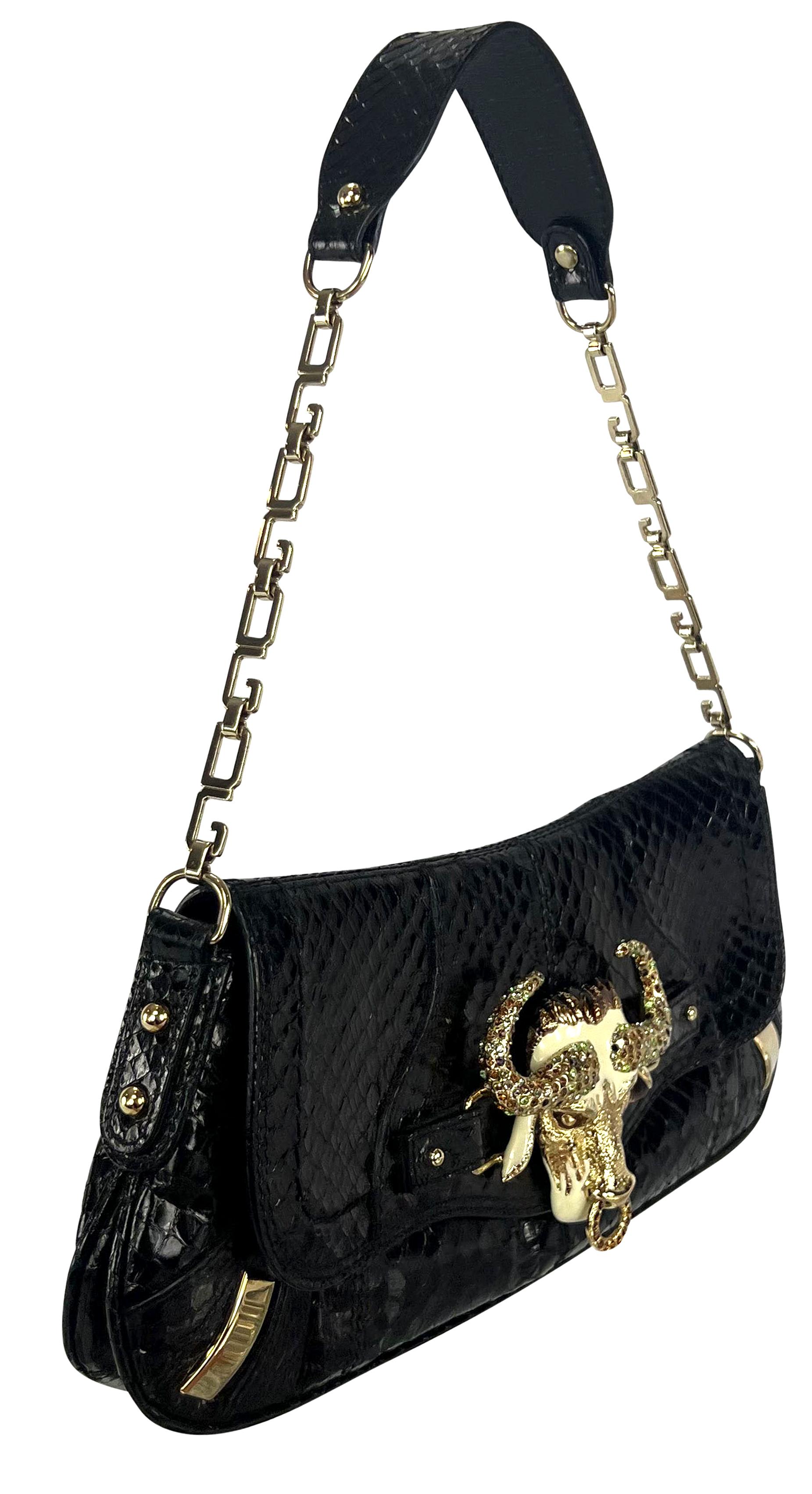 F/W 2004 Dolce & Gabbana Rhinestone Taurus Horoscope Snakeskin Shoulder Bag For Sale 2