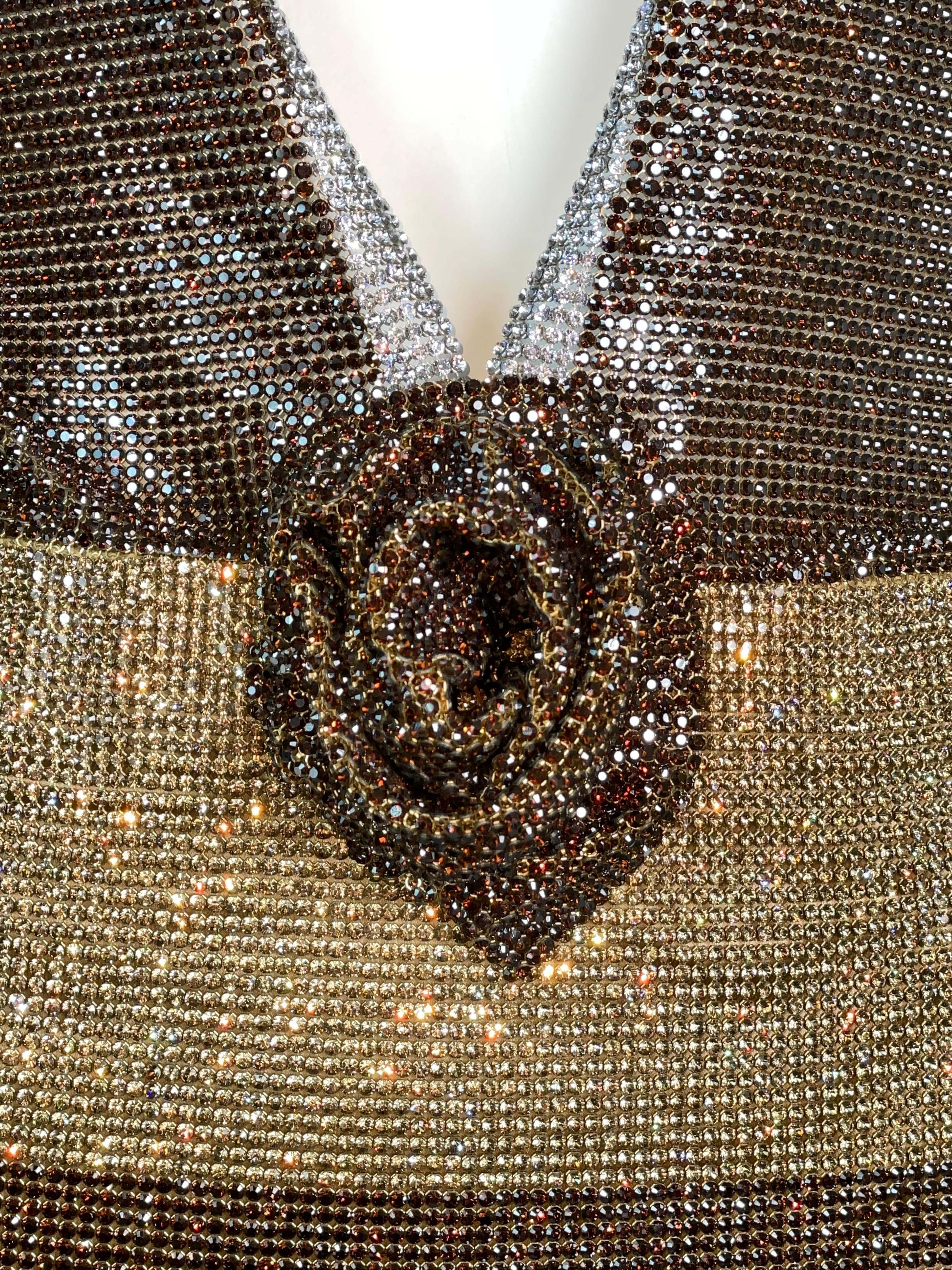 F/W 2004 Dolce & Gabbana Runway Brown Full Crystal Style 20's Mini Dress Bon état - En vente à Yukon, OK