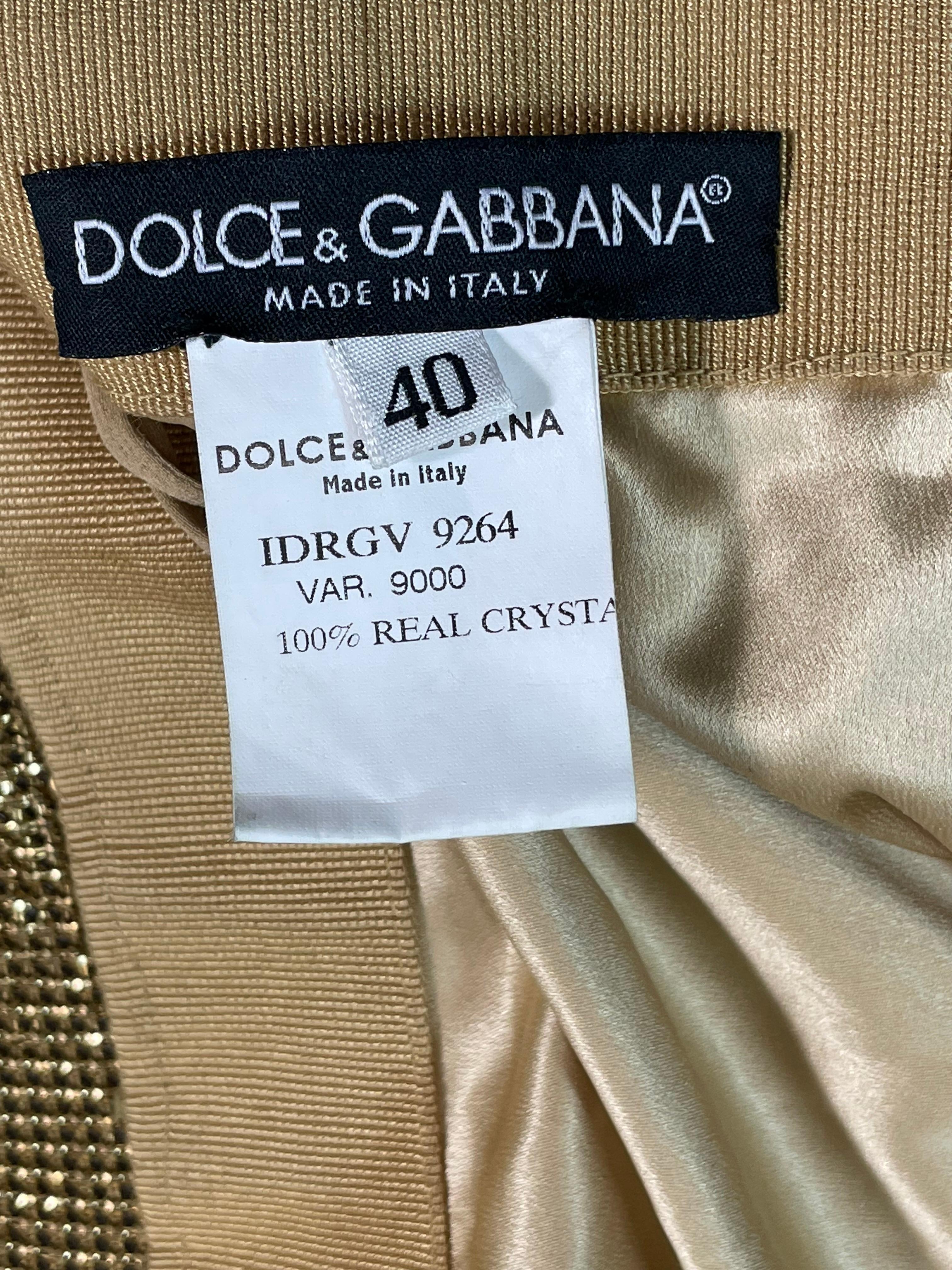 F/W 2004 Dolce & Gabbana Runway Brown Full Crystal Style 20's Mini Dress Pour femmes en vente