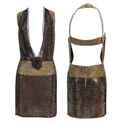 F/W 2004 Dolce & Gabbana Runway Brown Full Crystal Style 20's Mini Dress