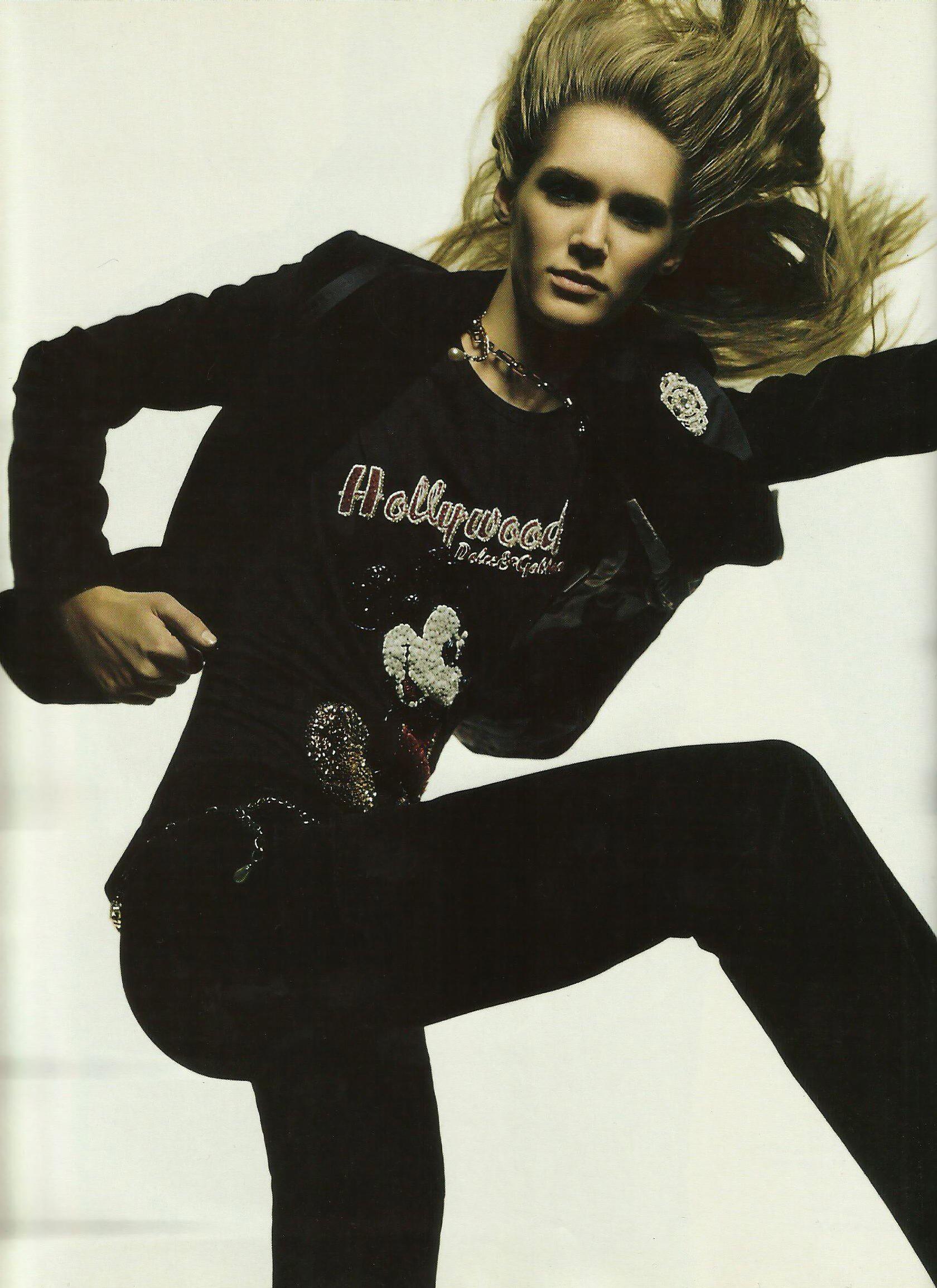 From Dolce & Gabbana’s Fall/Winter 2004 collection, this sleeveless black top features a fully sequined rendering of Mickey Mouse below  “Hollywood Dolce & Gabbana”. Featured in the 