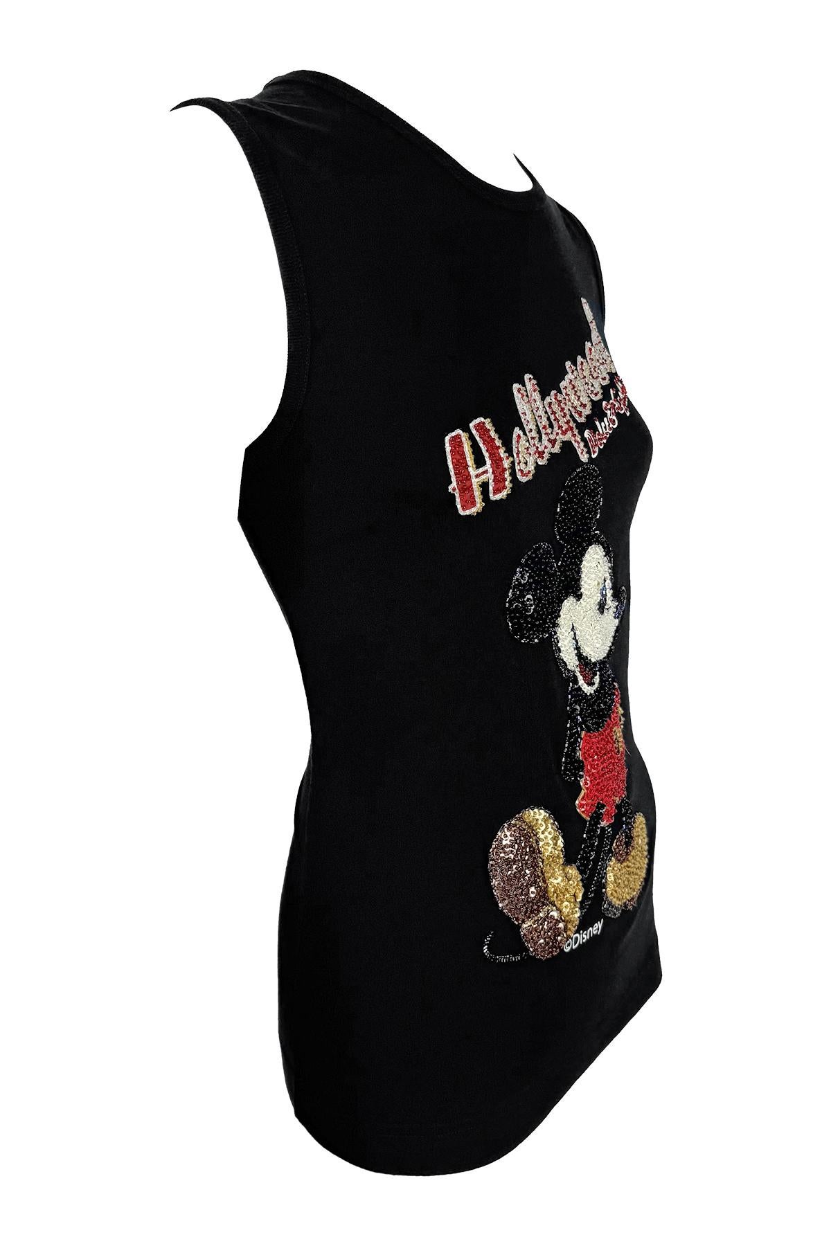 F/W 2004 Dolce & Gabbana Runway Sequin Mickey Mouse Disney Logo Sleeveless Top For Sale 2