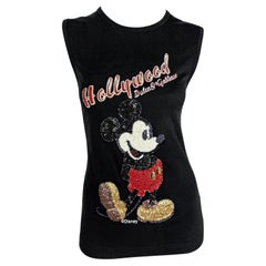F/W 2004 Dolce & Gabbana Runway Sequin Mickey Mouse Disney Logo Sleeveless Top