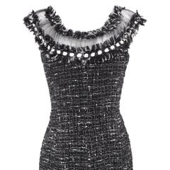 F/W 2004 Emanuel Ungaro Black Tweed Sheer Mesh Flared Midi Dress