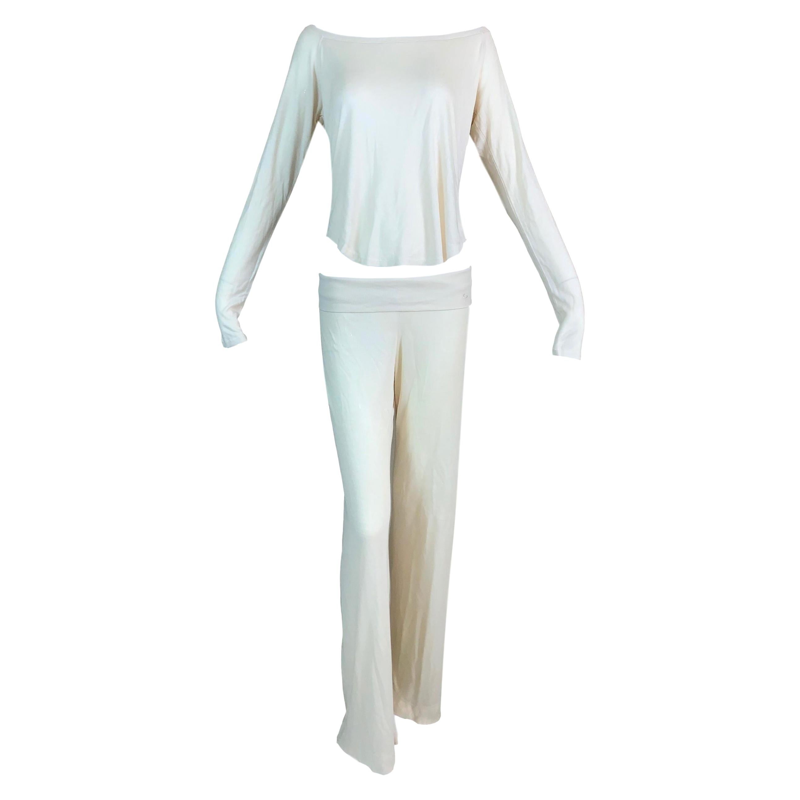 F/W 2004 Gucci by Tom Ford Beige Top & Pant Tracksuit Jumpsuit Set