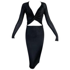 S/S 2005 Gucci Black L/S Cut-Out Bodycon Dress M