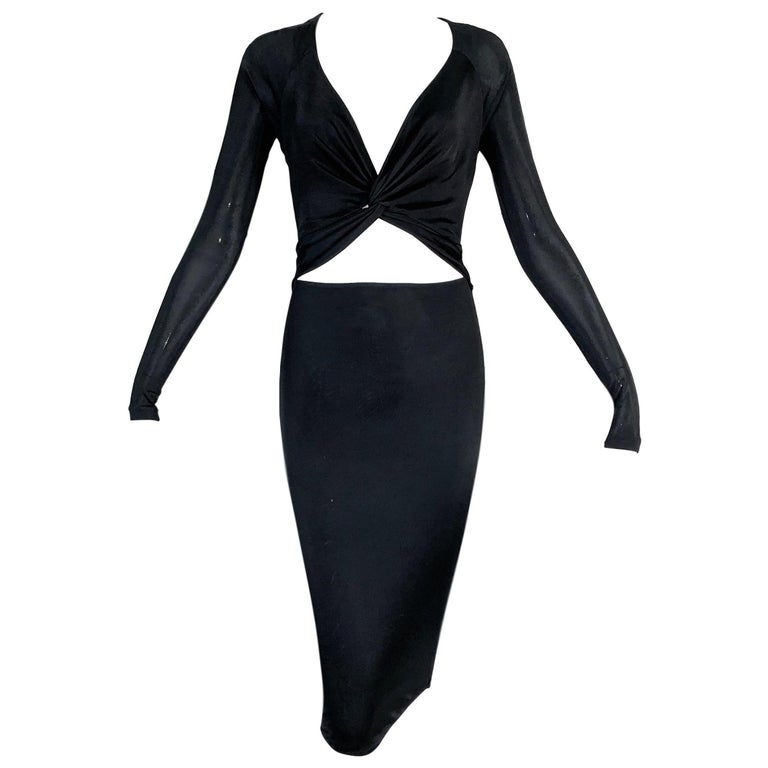 S/S 2005 Gucci Black L/S Cut-Out Bodycon Dress M at 1stDibs