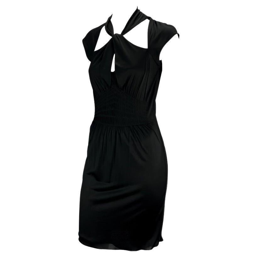 F/W 2004 Gucci by Tom Ford Black Sleeveless Cutout Backless Buckle Dress  For Sale