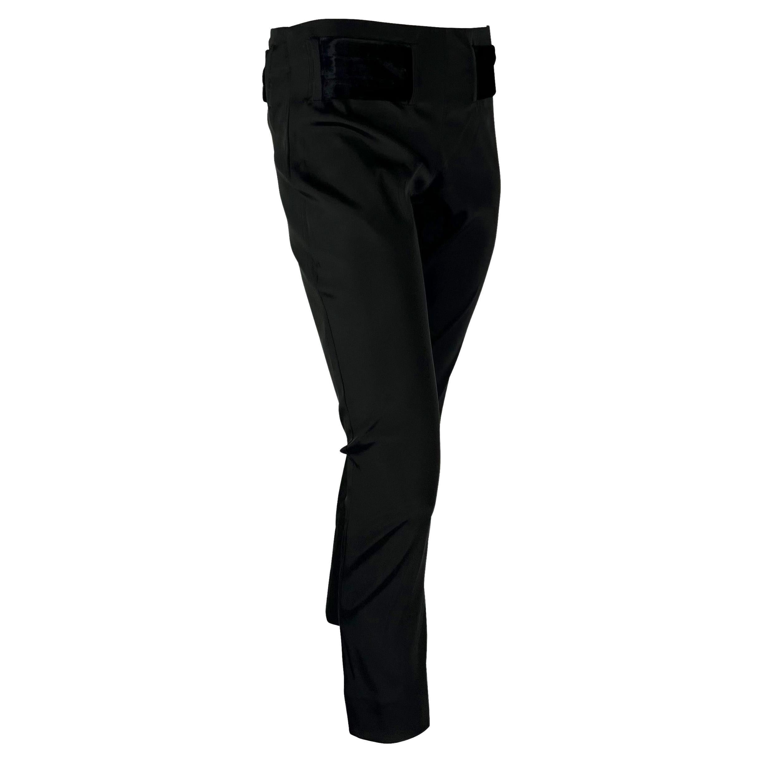 Women's F/W 2004 Gucci by Tom Ford Black Velvet Ribbon Belt Accented Stretch Pants For Sale
