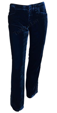F/W 2004 Gucci by Tom Ford Deep Blue Velvet Satin Trim Tuxedo Pants