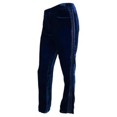 F/W 2004 Gucci by Tom Ford Deep Blue Velvet Satin Trim Tuxedo Pants