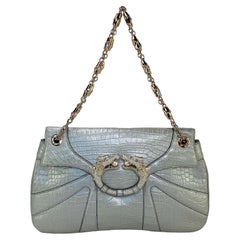 A/I 2004 Gucci by Tom Ford Finale Argento Metallizzato Coccodrillo Smalto Borsa Drago