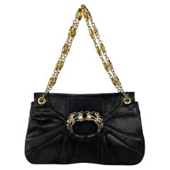 F/W 2004 Gucci by Tom Ford Genuine Python Rhinestone Dragon Black Flap Bag