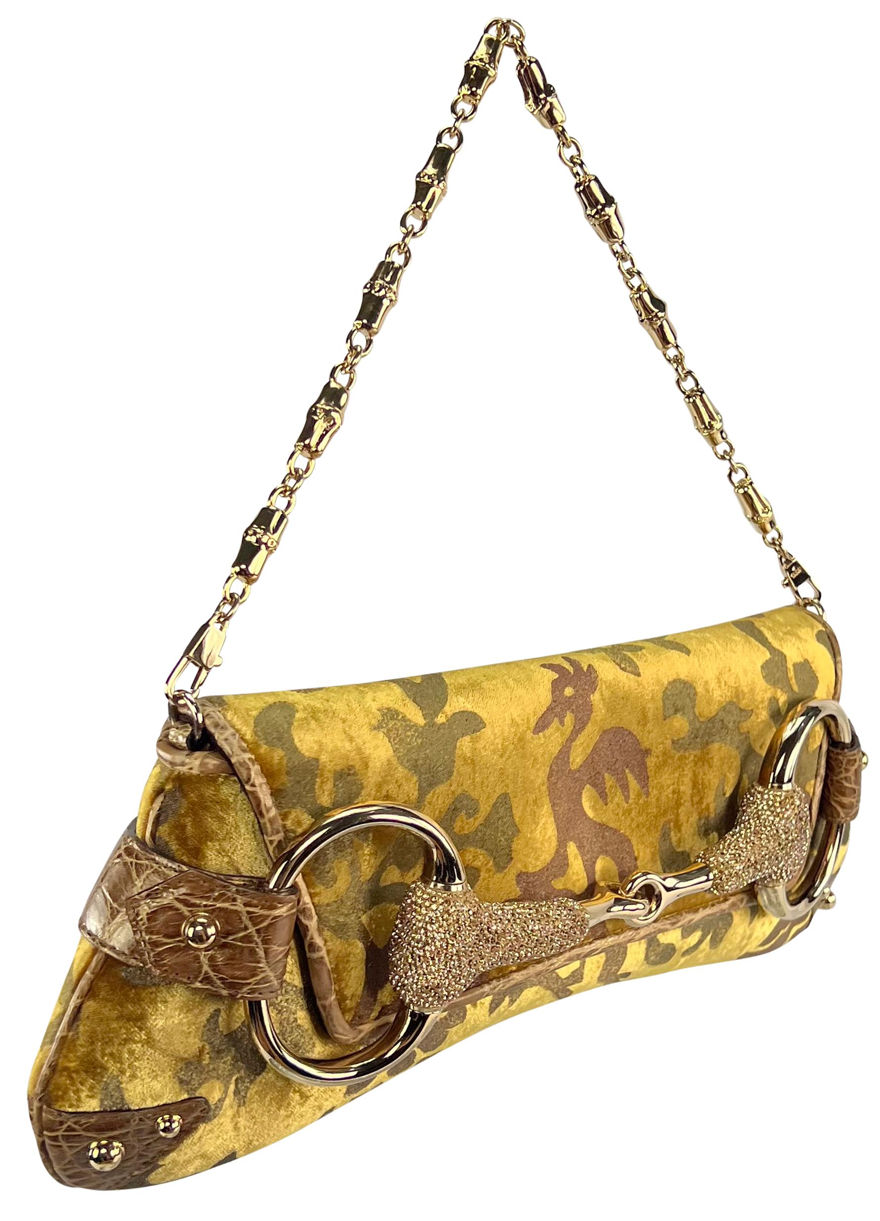 F/W 2004 Gucci by Tom Ford Gold Crocodile Horsebit Ad Crystal Bag 5