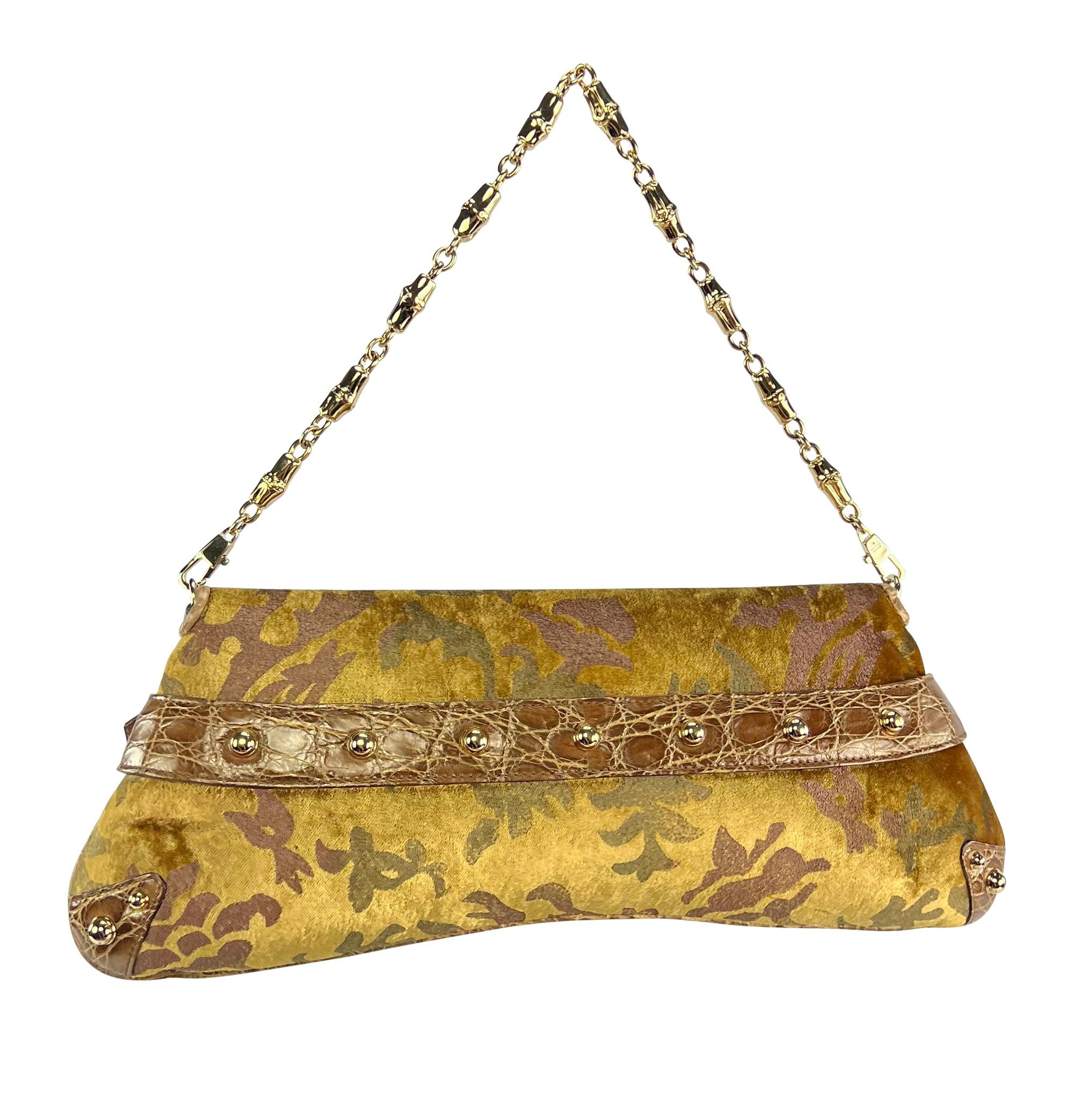 F/W 2004 Gucci by Tom Ford Gold Crocodile Horsebit Ad Crystal Bag 2